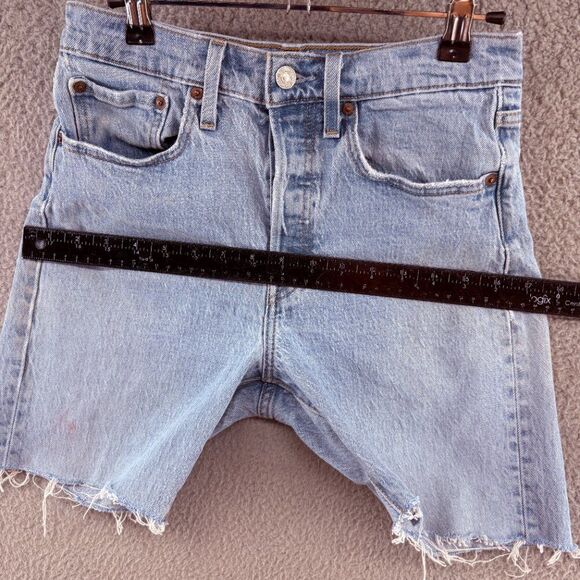 Levi’s 501 High Rise Cutoff Jean Shorts | W27 | Light Wash | Raw Hem Vintage Rew - Picture 10 of 15